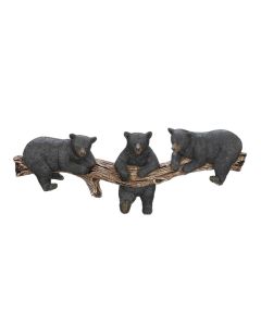 BLACK BEAR TRIO HOOKS WALL PLAQUE